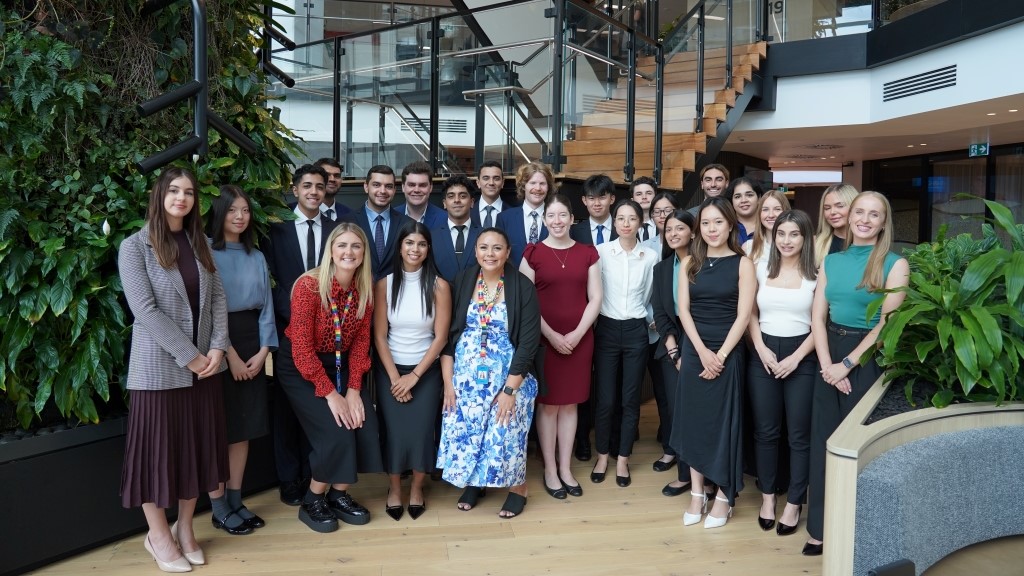 Group photo of QBE graduates at the QBE Sydney office