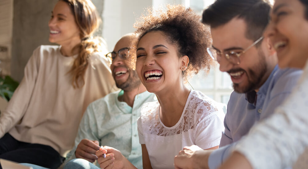 Business team smiling during a meeting