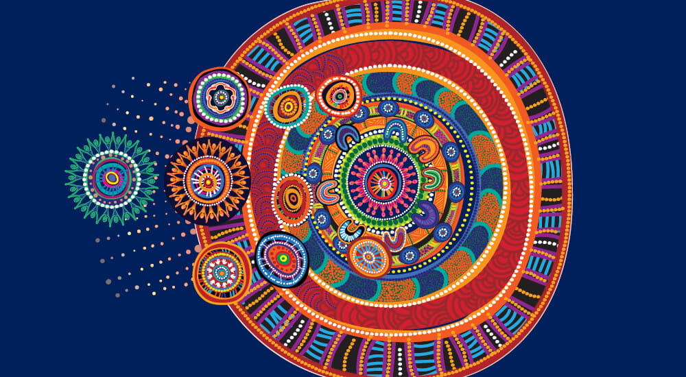 A custom piece of art, crafted by Gilimbaa, an Indigenous creative agency, that would accompany our RAP and tell the story of QBE’s reconciliation journey.