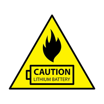 Caution lithium battery sign