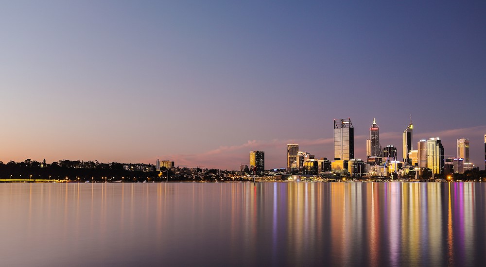 Perth city Australia - city skyline at sunset