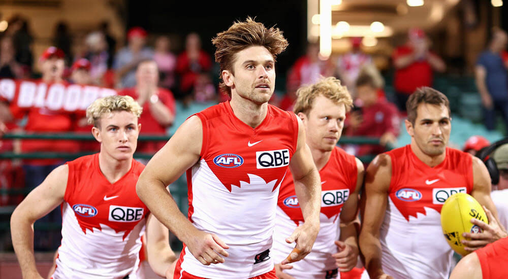 Sydney Swans team run onto oval