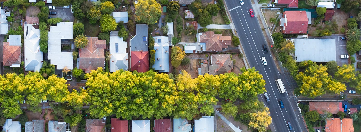 Aerial view of residential neighbourhood