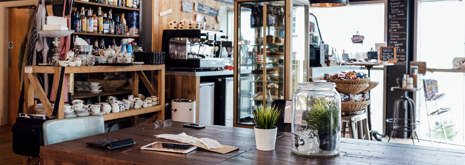 Interior of a small coffee shop