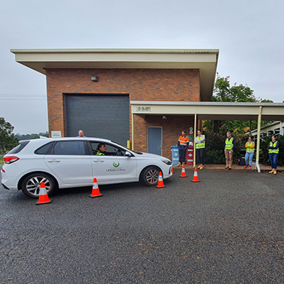 Workers undergoing vehicle safety training