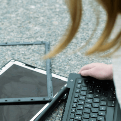 Accidental damage insurance - holding a damaged laptop