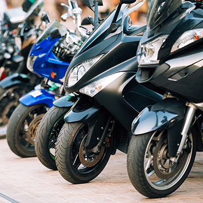 Row of parked motorbikes