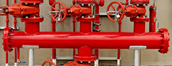 Installation of fire hydrant and sprinkler pipes in a building as one of the fire safety systems