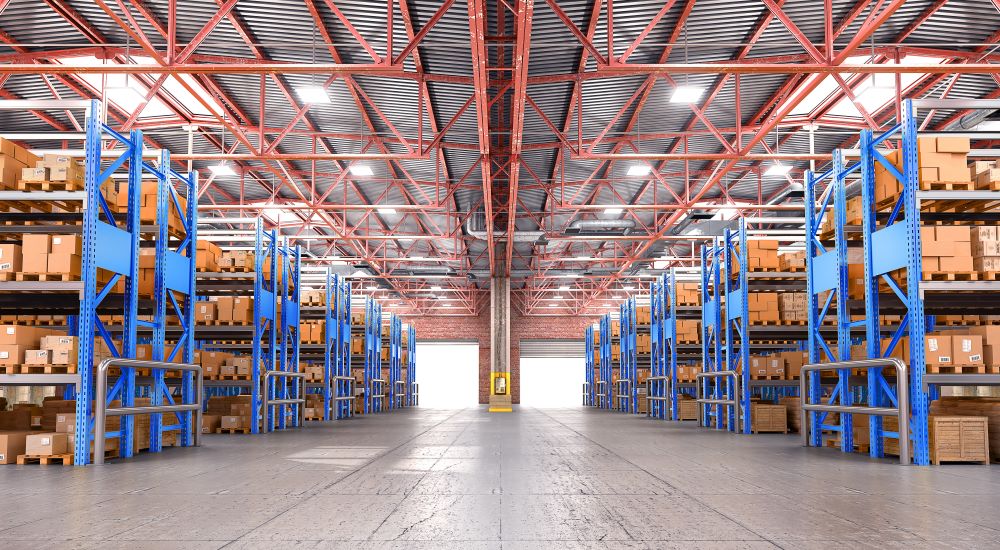 View of warehouse storage space