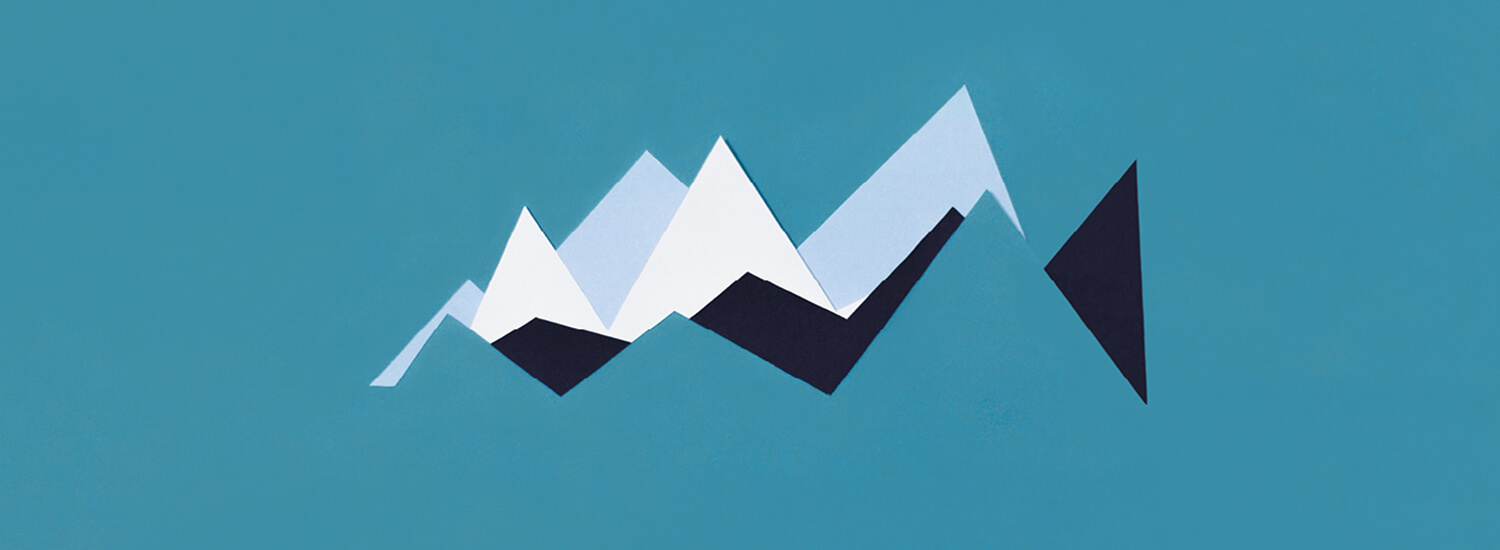 Abstract line chart on blue background