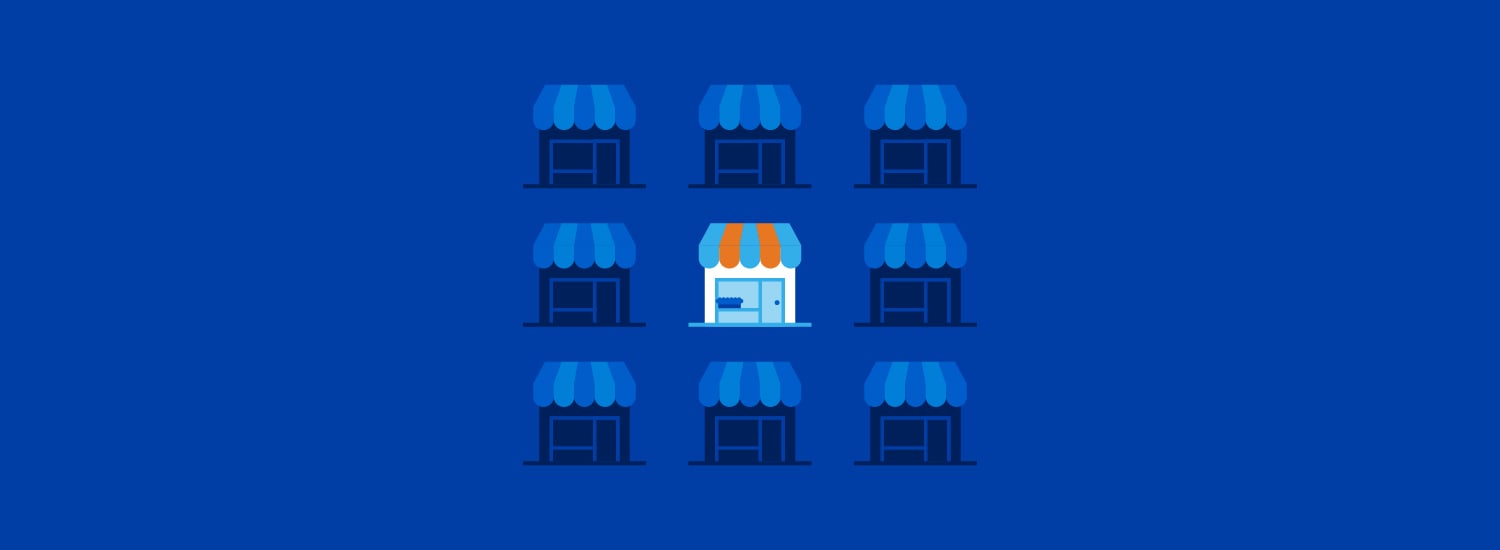 Vector illustration of marketing stalls