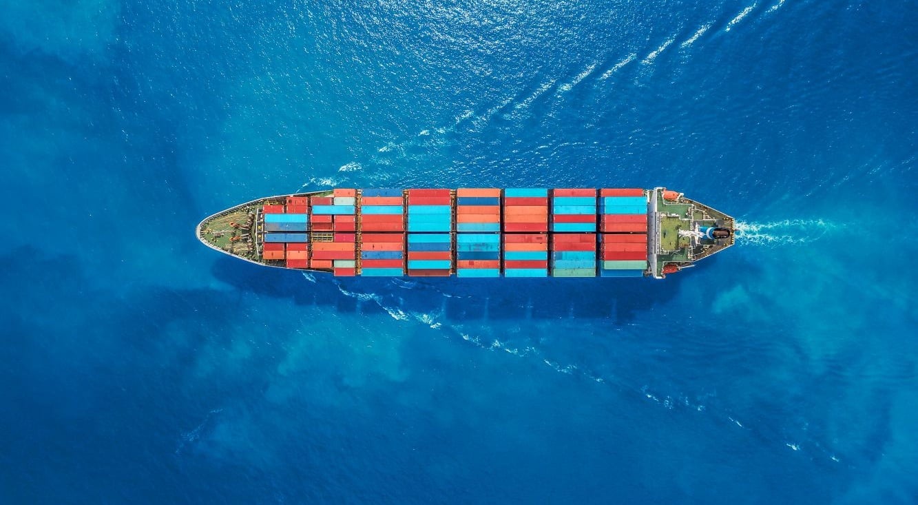 Aerial view of a cargo ship