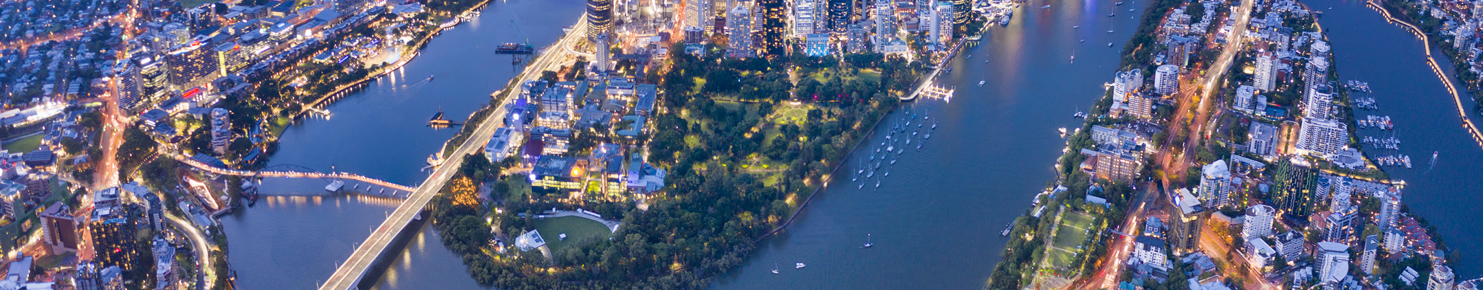 Brisbane skyline night panorama