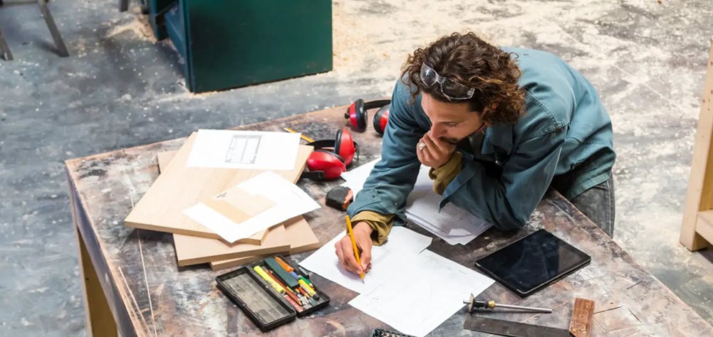 Carpenter working in his workshop