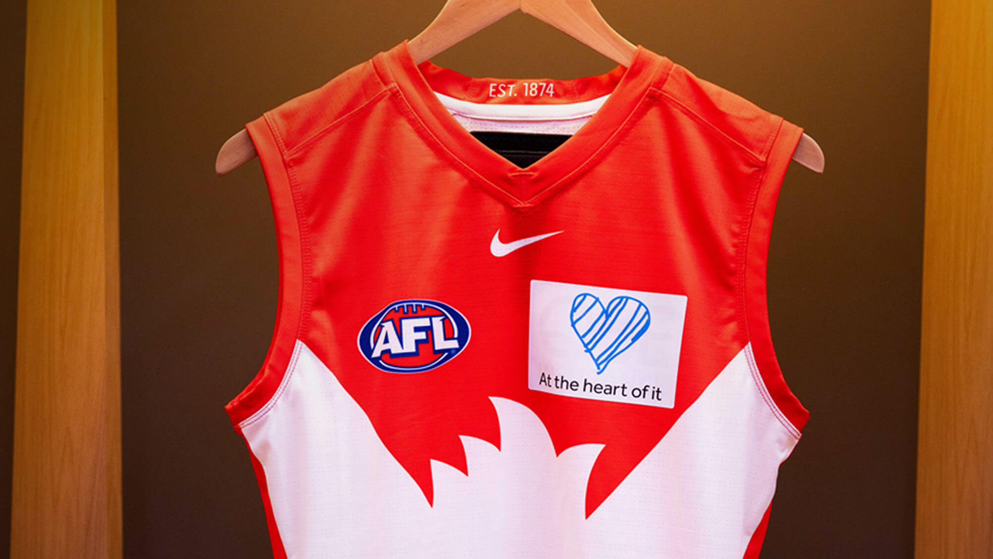 Sydney Swans QBE At the heart of it. jersey