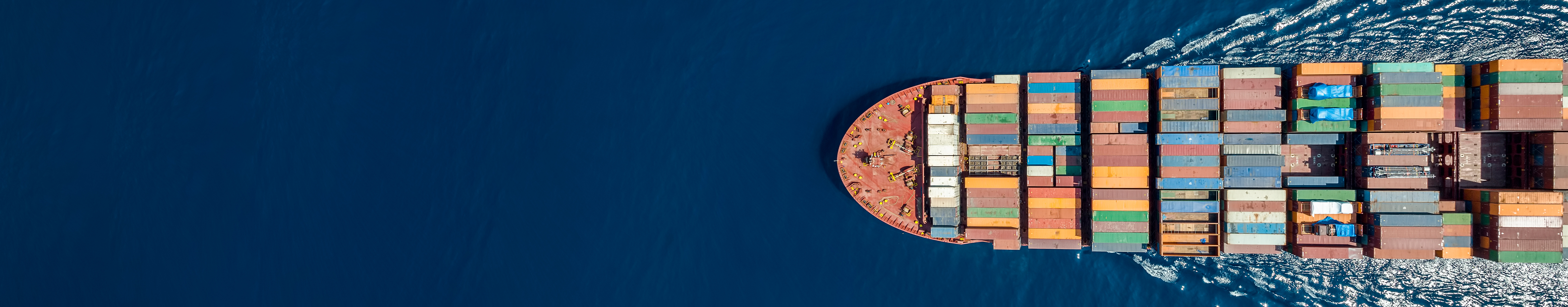 Overhead view of container cargo ship