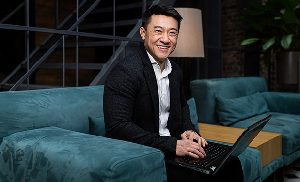 Man sitting on couch