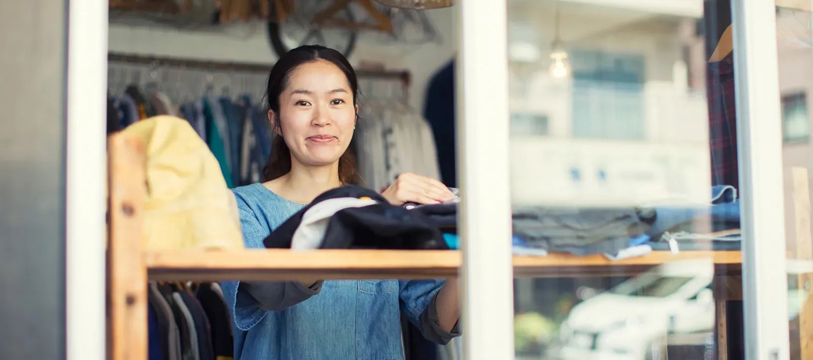 Girl inside a shop