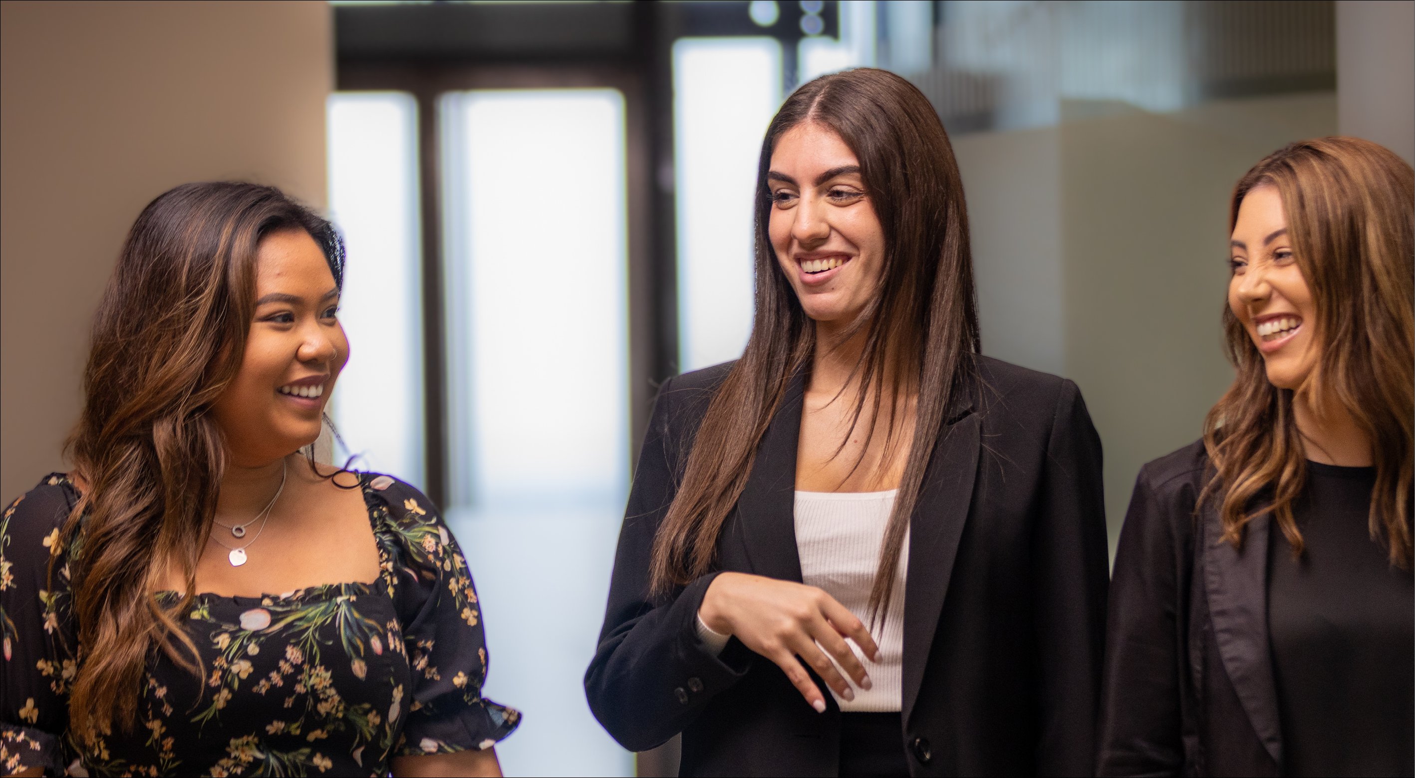 colleagues smiling at each other