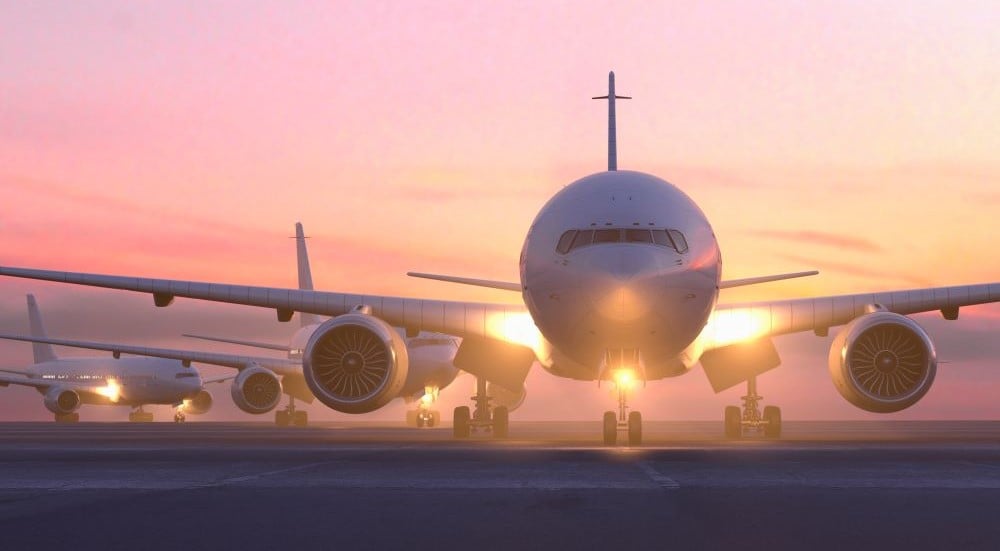 Airplane sunset